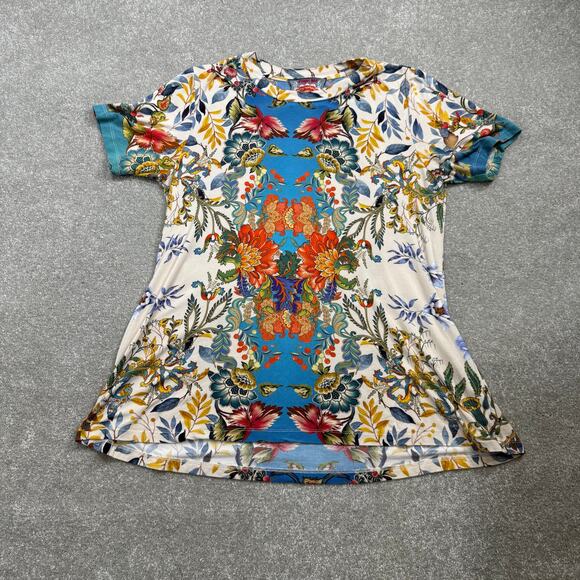 Johnny Was Janie Favorite Short Sleeve Crew Neck Swing Tee Bamboo Floral Sz Med - Picture 6 of 13